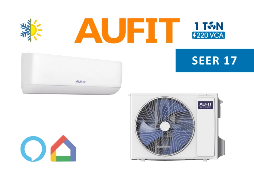 Minisplit marca AUFIT WiFi inverter / SEER 17 / 12,000 BTUs ( 1 TON ) / R32 / Frío y Calor / 220 Vca